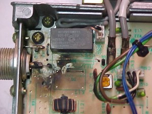 Lightning damage at the antenna port on the rear of the radio. The protecting diode has been more or less vaporized.