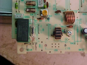 Repaired RF board, with intact protective diode, and replacement relay.