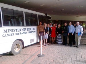 Cancer delegation including staff from MD Anderson Cancer Center, the UICC, Albert Einstein Hospital of Sao Paulo, and Barretos Hospital of Brazil, the CDH, and Zambian Ministry of Health.
