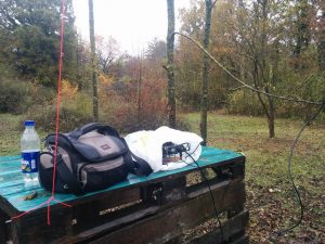 QRP gear set up on a crate