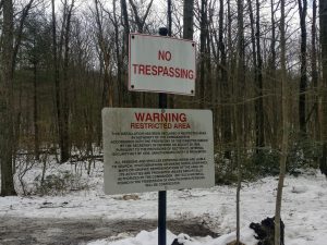 No trespassing sign.